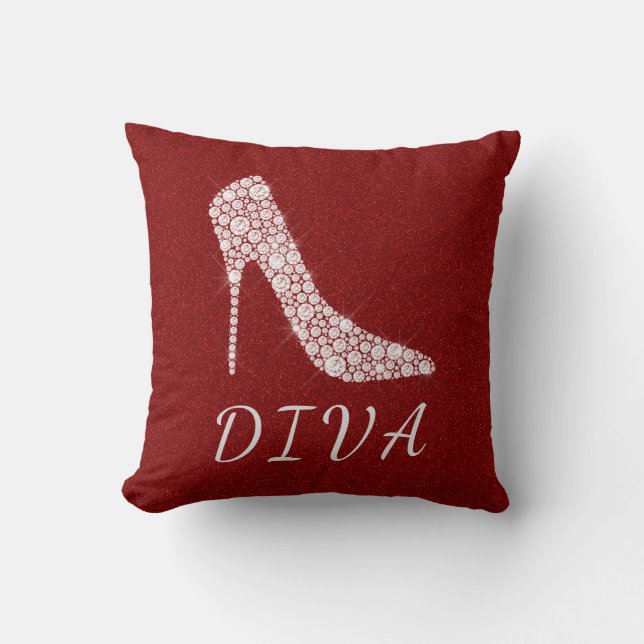 Diva Glam Glitter Diamond High Shoes Red Kussen (Voorkant)