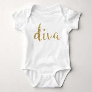 “Diva” Gouden Typografie Baby Meisje Stijlvol Chic Romper