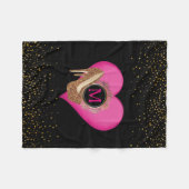 Diva High Heels | Chic Black Gold Glitter Confetti Fleece Deken (Voorkant (Horizontaal))
