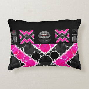 Diva Hot Pink Lips Bling Accent Kussen