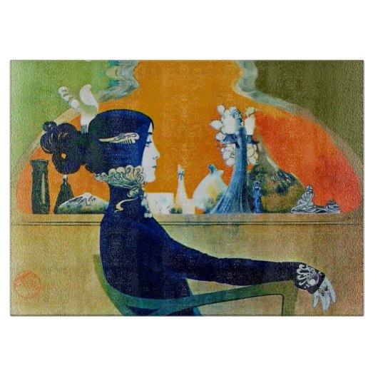 DIVA IN BLAUW Art Nouveau Beauty Mode Snijplank (Voorkant)