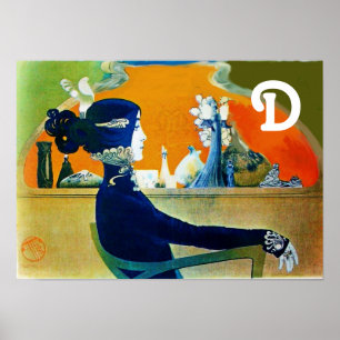 DIVA IN BLAUW/Beauty, Haar, Mode Monogram Poster