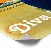 DIVA in BLAUW/Beauty, Hair, Mode Art Nouveau Poster (Hoek)