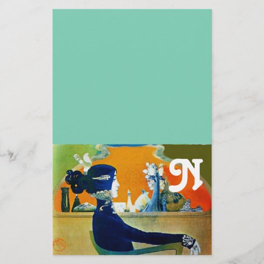 DIVA IN BLAUW, BEAUTY MODE MONOGRAM BRIEFPAPIER (Voorkant)