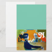 DIVA IN BLAUW, BEAUTY MODE MONOGRAM BRIEFPAPIER (Voorkant / Achterkant)