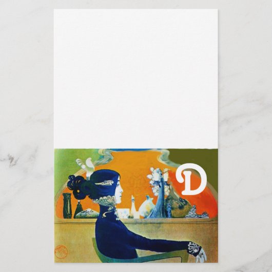 DIVA IN BLAUW, BEAUTY MODE MONOGRAM BRIEFPAPIER (Voorkant)