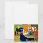 DIVA IN BLAUW, BEAUTY MODE MONOGRAM BRIEFPAPIER (Voorkant / Achterkant)