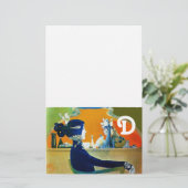 DIVA IN BLAUW, BEAUTY MODE MONOGRAM BRIEFPAPIER (Staand voorkant)