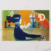 DIVA IN BLAUW, BEAUTY MODE MONOGRAM BRIEFPAPIER (Voorkant)