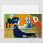 DIVA IN BLAUW, BEAUTY MODE MONOGRAM BRIEFPAPIER (Voorkant / Achterkant)