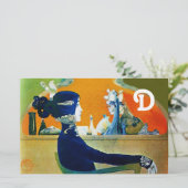 DIVA IN BLAUW, BEAUTY MODE MONOGRAM BRIEFPAPIER (Staand voorkant)