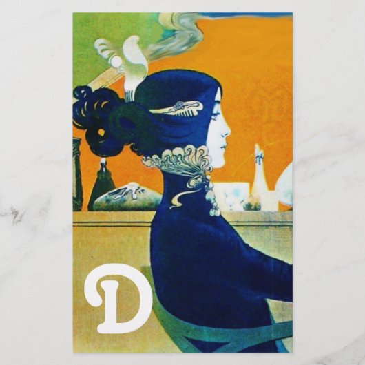 DIVA IN BLAUW, BEAUTY MODE MONOGRAM BRIEFPAPIER (Voorkant)