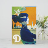 DIVA IN BLAUW, BEAUTY MODE MONOGRAM BRIEFPAPIER (Staand voorkant)