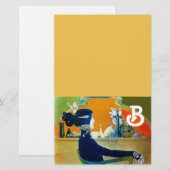 DIVA IN BLAUW, BEAUTY MODE MONOGRAM BRIEFPAPIER (Voorkant / Achterkant)