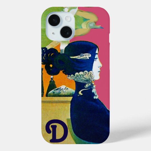 DIVA IN BLAUW, BEAUTY MODE MONOGRAM Case-Mate iPhone CASE (Achterkant)