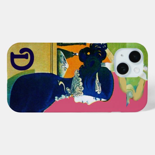 DIVA IN BLAUW, BEAUTY MODE MONOGRAM Case-Mate iPhone CASE (Achterkant (horizontaal))