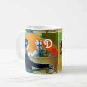 DIVA IN BLAUW, BEAUTY MODE MONOGRAM KOFFIEMOK (Voorkant links)