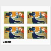 DIVA IN BLAUW, BEAUTY MODE MONOGRAM RECHTHOEKIGE STICKER (Vel)