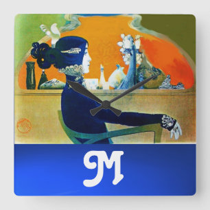 DIVA IN BLAUW, BEAUTY MODE MONOGRAM VIERKANTE KLOK