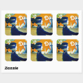 DIVA IN BLAUW, BEAUTY MODE MONOGRAM VIERKANTE STICKER (Vel)