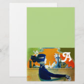 DIVA IN BLAUW , MODIEUZE MONOGRAM GROEN BRIEFPAPIER (Voorkant / Achterkant)