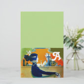 DIVA IN BLAUW , MODIEUZE MONOGRAM GROEN BRIEFPAPIER (Staand voorkant)