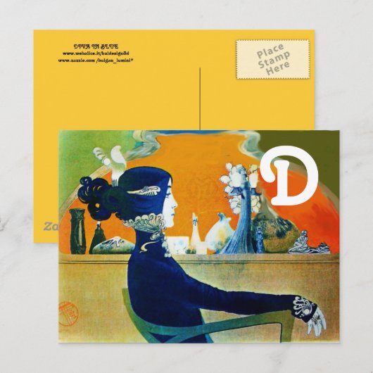 DIVA IN BLAUW MONOGRAM BRIEFKAART (Voorkant / Achterkant)