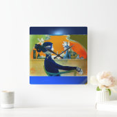 DIVA IN BLAUW VIERKANTE KLOK (Huis)