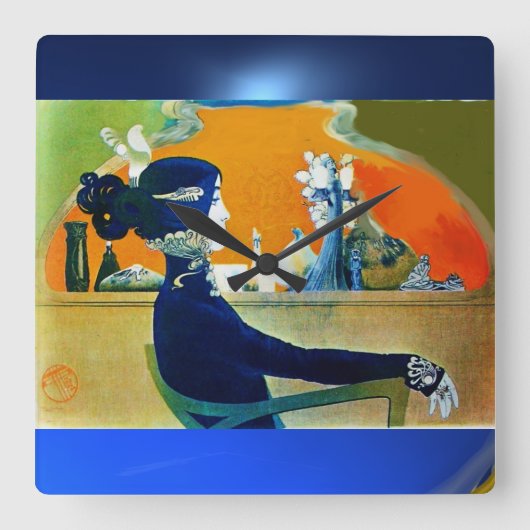 DIVA IN BLAUW VIERKANTE KLOK (Voorkant)