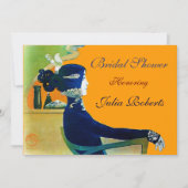 DIVA IN BLAUWE MONOGRAM VRIJGEZELLENFEEST PARTIJ KAART (Voorkant)