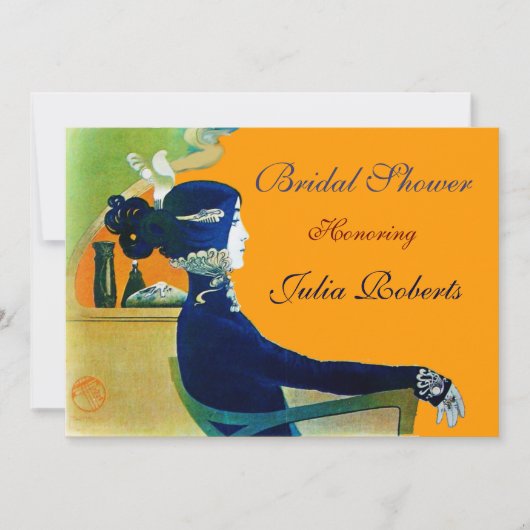 DIVA IN BLAUWE MONOGRAM VRIJGEZELLENFEEST PARTIJ KAART (Voorkant)