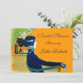 DIVA IN BLAUWE MONOGRAM VRIJGEZELLENFEEST PARTIJ KAART (Staand voorkant)