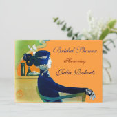 DIVA IN BLAUWE MONOGRAM VRIJGEZELLENFEEST PARTIJ KAART (Staand voorkant)