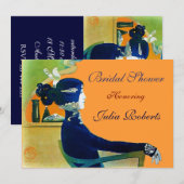 DIVA IN BLAUWE MONOGRAM VRIJGEZELLENFEEST PARTIJ KAART (Voorkant / Achterkant)