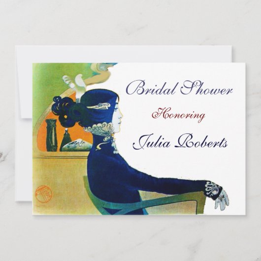 DIVA IN BLAUWE MONOGRAM VRIJGEZELLENFEEST PARTIJ KAART (Voorkant)