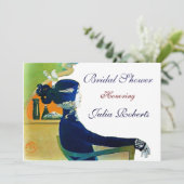 DIVA IN BLAUWE MONOGRAM VRIJGEZELLENFEEST PARTIJ KAART (Staand voorkant)