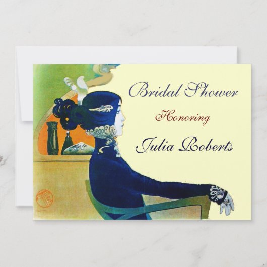 DIVA IN BLAUWE MONOGRAM VRIJGEZELLENFEEST PARTITY  KAART (Voorkant)