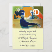 DIVA IN BLAUWE MONOGRAM VRIJGEZELLENFEEST PARTITY  KAART (Achterkant)