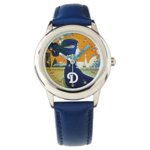 DIVA IN BLUE ,BEAUTY FASHION MONOGRAM HORLOGE