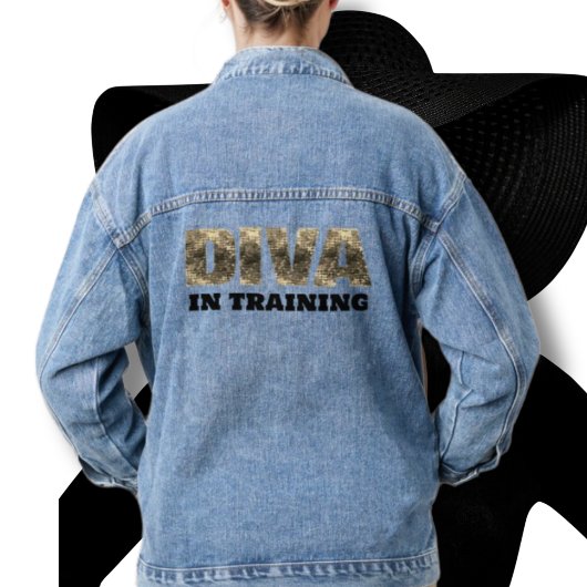 Diva in training Gouden Blauw Denim Jas Denim Jacket