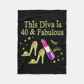 DIVA IS 40 EN FANTASTISCH GOUDEN HOGE HAK ONTWERP FLEECE DEKEN (Voorkant)