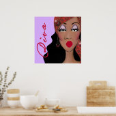 Diva is een vierletterlijk woord poster (Keuken)