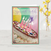 Diva kaart-eet de Gelukkige 45ste Verjaardag Cake! Kaart (Gele Bloem)