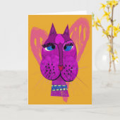 Diva Kat Wenskaart Kaart (Gele Bloem)