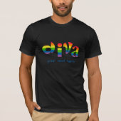 Diva LGBTQ Regenboog Kleuren Aangepaste Tekst T-shirt (Voorkant)