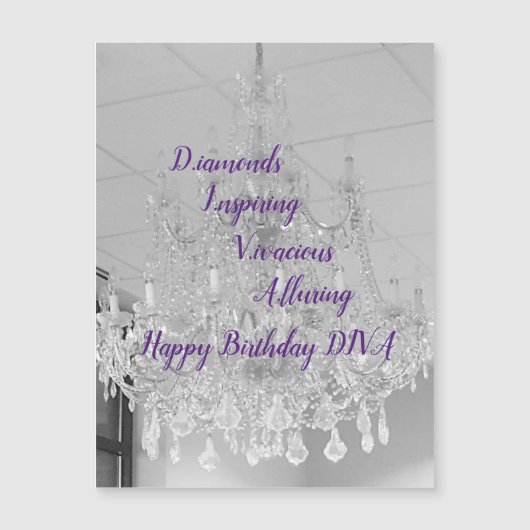 DIVA Life Lights Happy Birthday Magnetic Card (Voorkant)