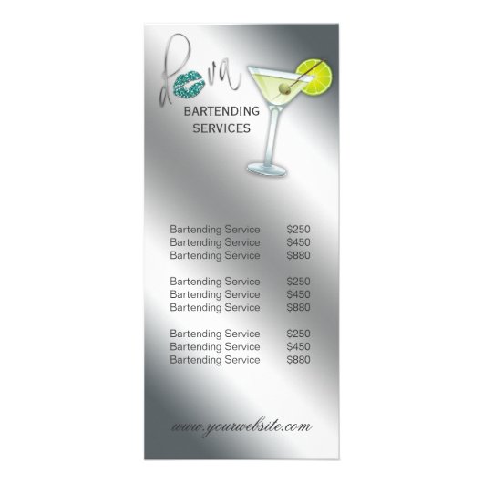 Diva Martini Rack Kaart Party Service Menu (Voorkant)