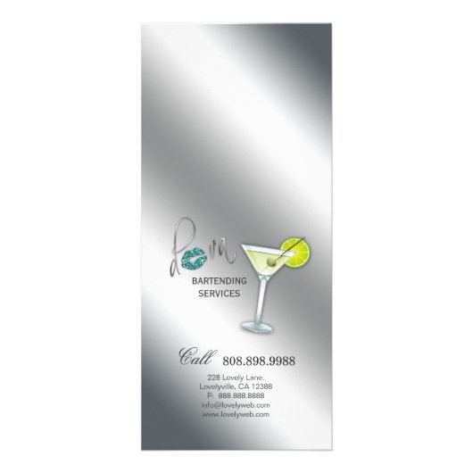 Diva Martini Rack Kaart Party Service Menu (Achterkant)