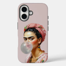 Diva met bloemensjaal blazen bubble gum