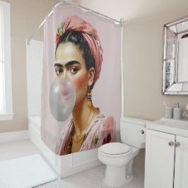 Diva met bloemensjaal blazen bubble gum douchegordijn